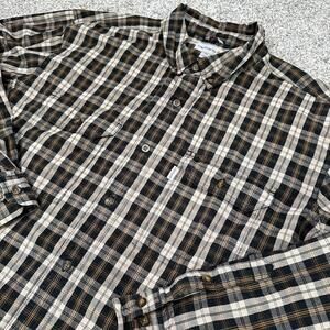 Carhartt Long Sleeve Button Shirt Men's‎ 2XL Relaxed Fit Brown White Plaid Hike